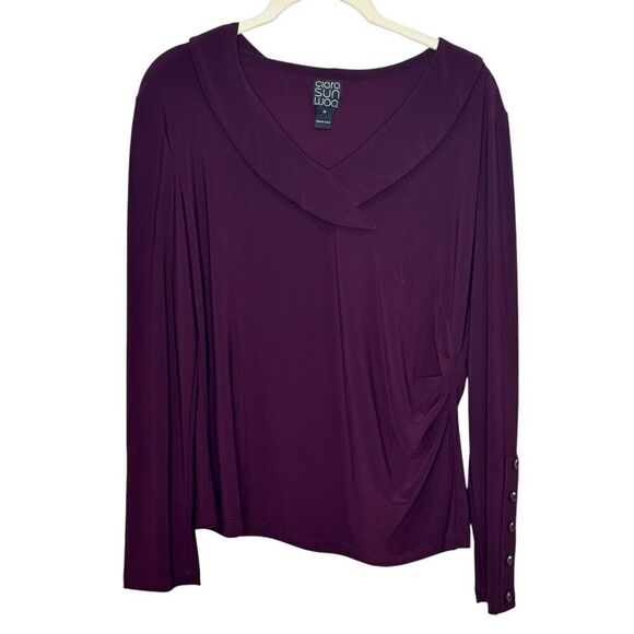 Clara Sun Woo 2 Piece Set Top & Culottte Pants Size Medium Burgundy - Picture 2 of 15